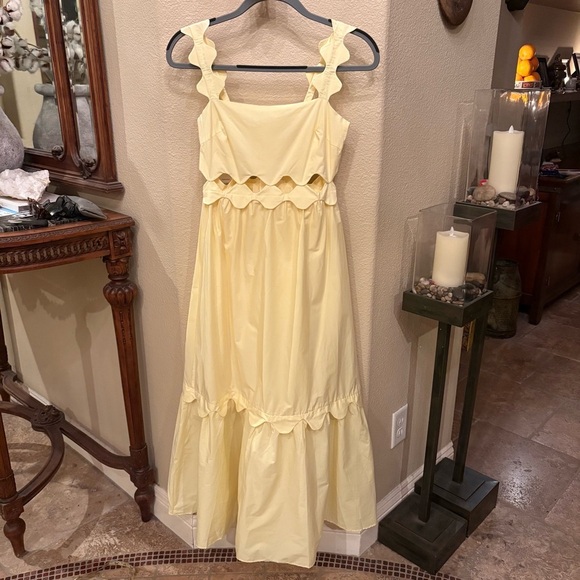 Petal & Pup Dresses & Skirts - NWT~PETAL & PUP Yellow Sleeveless Dixie Scalloped Cutout Maxi Dress Size XS
